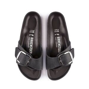 BIRKENSTOCK Madrid Big Buckle Sandal in Black Oiled Leather US 10